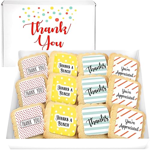 Thank You Gift Basket Decorated Cookies Employee appreciation for Men Women Nurses Employees Teacher Corporate Gifts | Individually Wrapped | 12 Pack