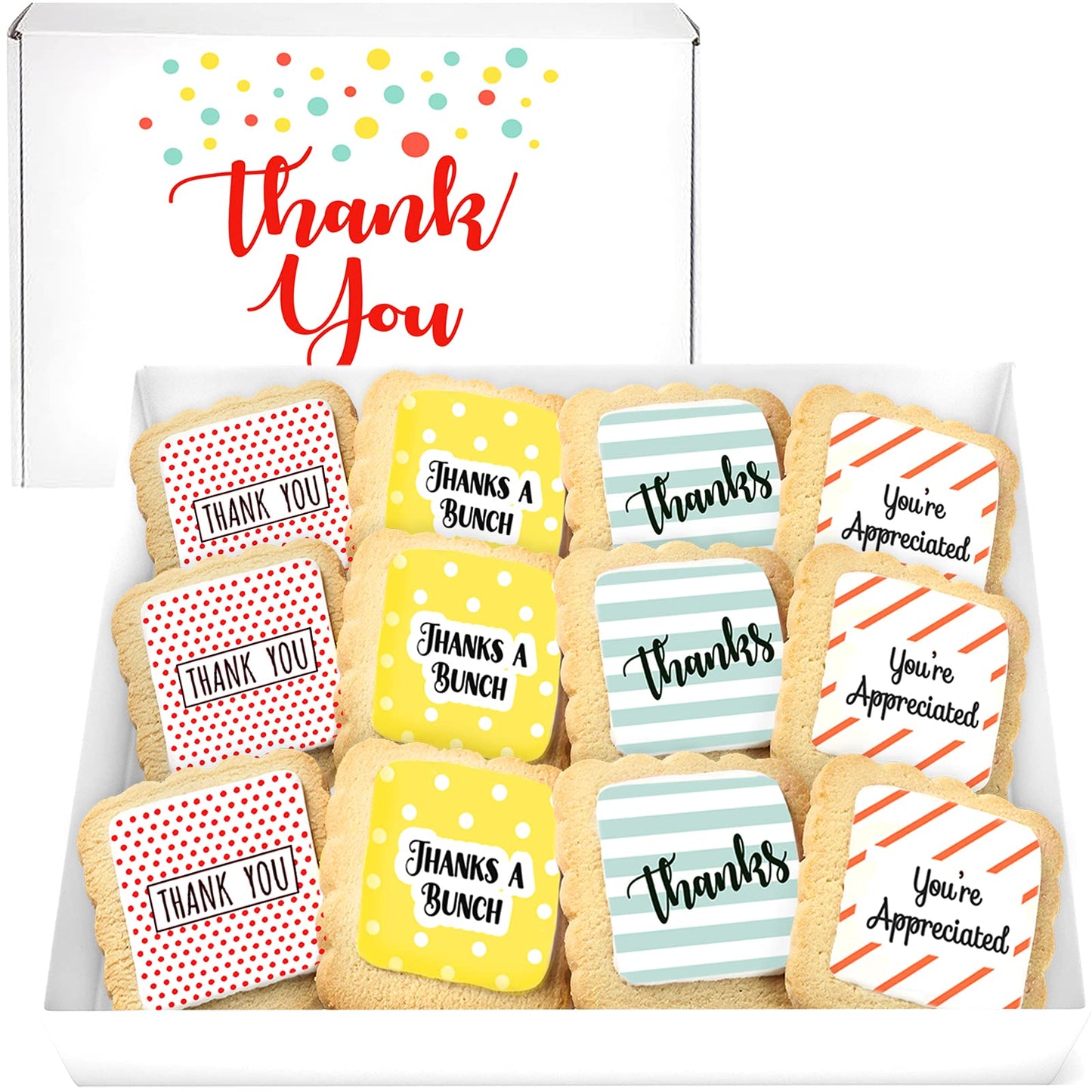 Thank You Gift Basket Decorated Cookies Employee appreciation for Men Women Nurses Employees Teacher Corporate Gifts | Individually Wrapped | 12 Pack