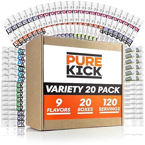 Pure Kick Ultimate Variety Pack - 9 Flavors of Energy Drink Packets - Pure Kick Hydrate and Energy Drink Powder - Water Flavoring Packets - Water
