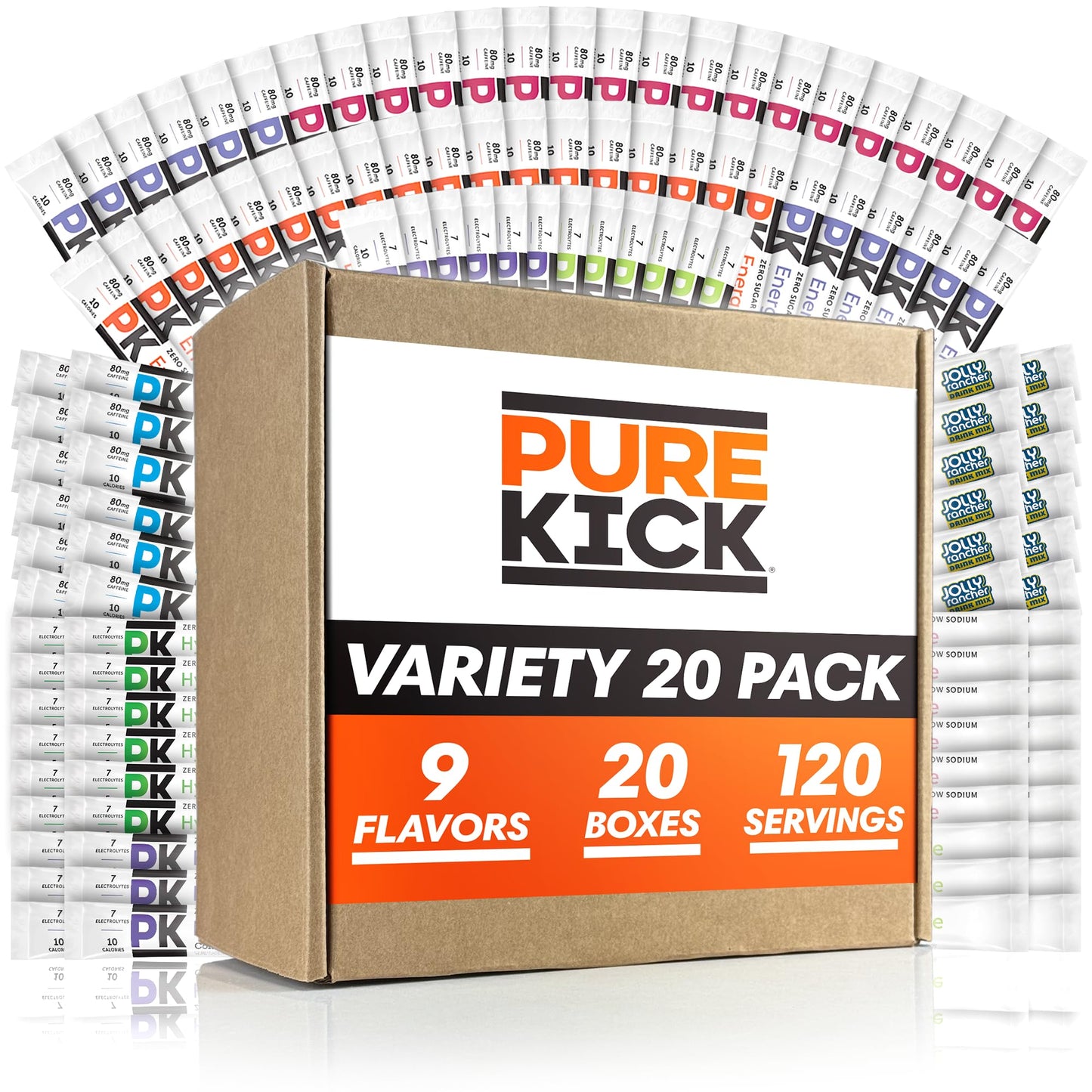 Pure Kick Ultimate Variety Pack - 9 Flavors of Energy Drink Packets - Pure Kick Hydrate and Energy Drink Powder - Water Flavoring Packets - Water