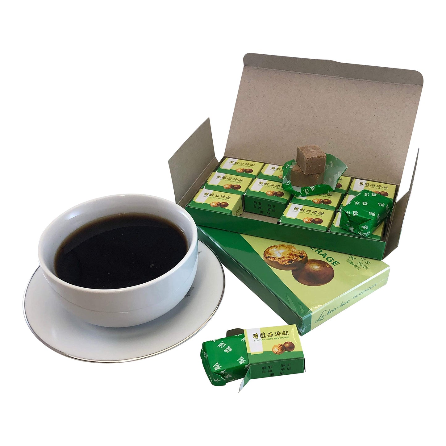 Lo-Han-Kuo Beverage, Chinese Tea 12 Cube Box, Pack of 2 Boxes (24 Cubes)