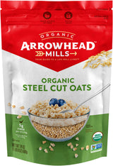 Arrowhead Mills Breakfast Variety, 1 of each: Steel Cut Oats and Bulgur Wheat, USDA Organic, Non-GMO, 24 oz (Pack of 2) with By The Cup Cereal Bowl