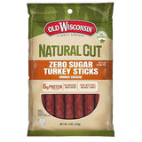 Old Wisconsin Natural Cut Turkey Sausage Snack Sticks, Zero Sugar, Naturally Smoked, Ready to Eat, High Protein, Low Carb, Keto, Gluten Free, No