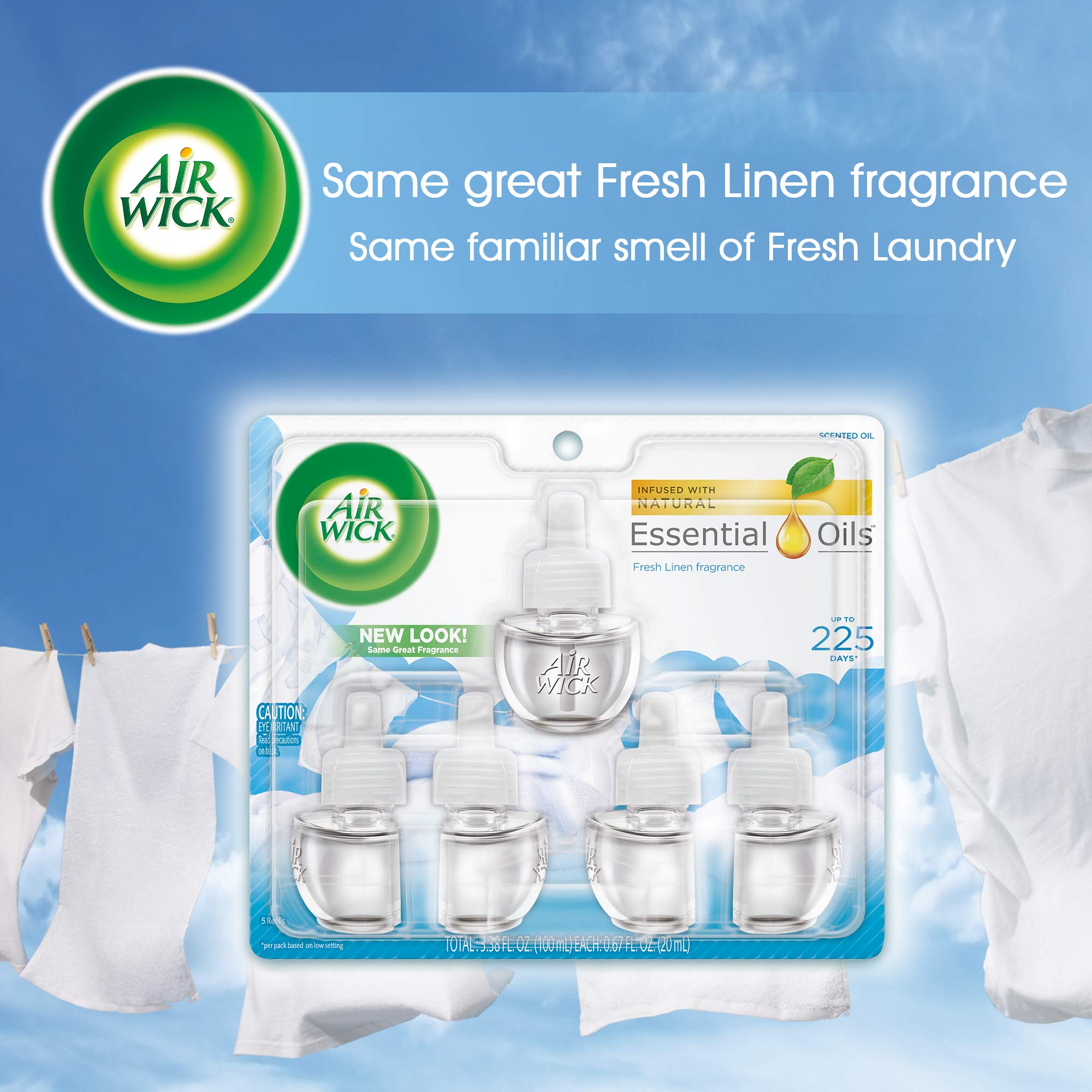 Air Wick Scented Oil Refill, Snuggle Fresh Linen, 5 refills (Pack of 8)