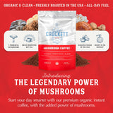 Crockett Coffee Organic Mushroom Coffee with MCT Oil | Antioxidant Rich Functional Blend of 7 Organic Mushrooms for Clear Focus, Gut Health & Clean
