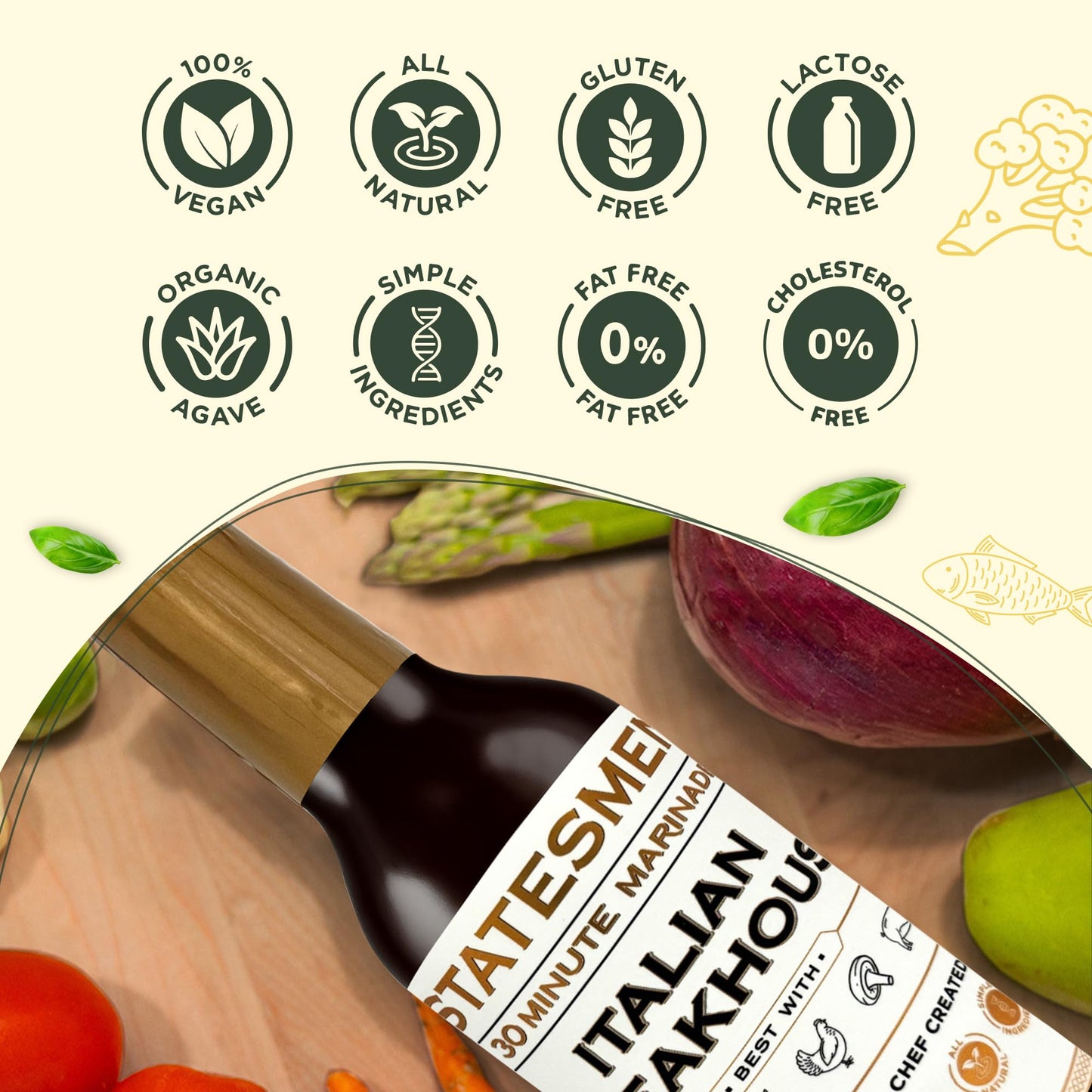 Statesmen Italian Steakhouse 30 Minute Marinade, 5 oz - Gluten-Free, Vegan, Lactose-Free Italian Herb Marinade for Chicken, Steak, Pork & Vegetables