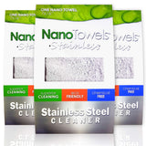 Nano Towels Stainless Steel Cleaner 3-Pack | The Amazing Chemical Free Stainless Steel Cleaning Reusable Wipe Cloth | Kid & Pet Safe | Grey 7x16 (3