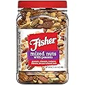 FISHER Snack Mixed Nuts with Peanuts, 24 oz Almonds, Cashews, Filberts, Pecans, Brazil Nuts,