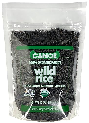 Canoe 100% Organic Whole Grain Wild Rice, Minnesota Harvested, 1 lb