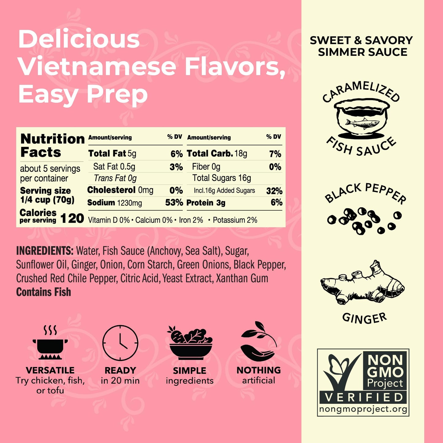Red Boat Fish Sauce Sweet & Savory Simmer Sauce | Ready in 20 min | Umami-rich and medium spicy | Simple ingredients, nothing artificial | 12.5 oz
