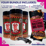Trim Tabb’s Spicy Pig Powder Premium BBQ Barbecue Rub & Seasoning 3 Pk (36 oz) + BBQ Masters & Opener (5 Items)!