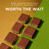Godiva Dubai Style Milk Chocolate Bar, Gourmet Chocolate with Creamy Pistachio Filling & Crispy Kadayif, Premium Chocolate Gift for Mother's Day, 122g
