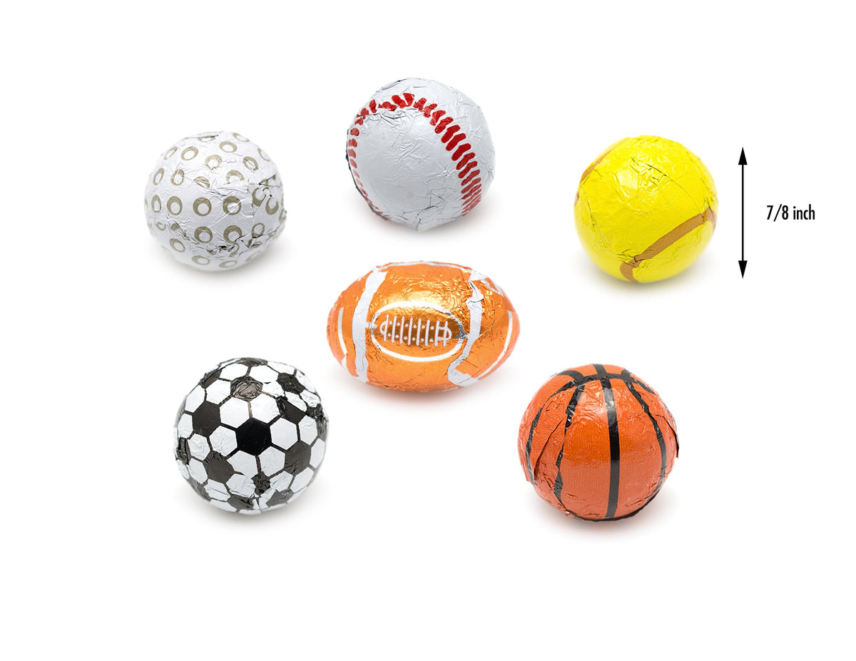Candyout Chocolate Assorted Sport Balls 2 Pounds - Foil Wrapped Chocolate Candy in Sealed Bag