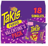 Takis Fuego 18 pc / 1 oz Valentine's Day Multipack, Hot Chili Pepper & Lime Flavored Extreme Spicy Rolled Tortilla Chips