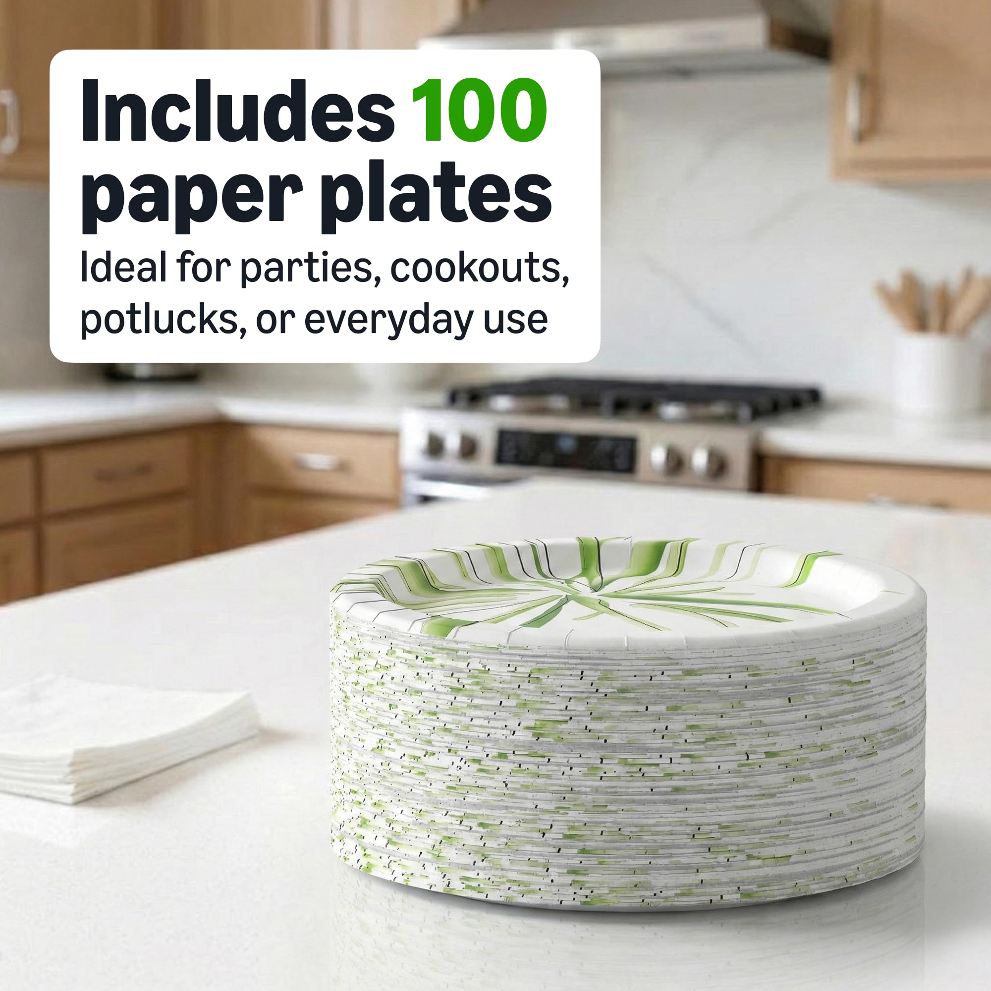 Amazon Basics Everyday Paper Plates, 10 Inch, Disposable, 100 Count, Packaging May Vary