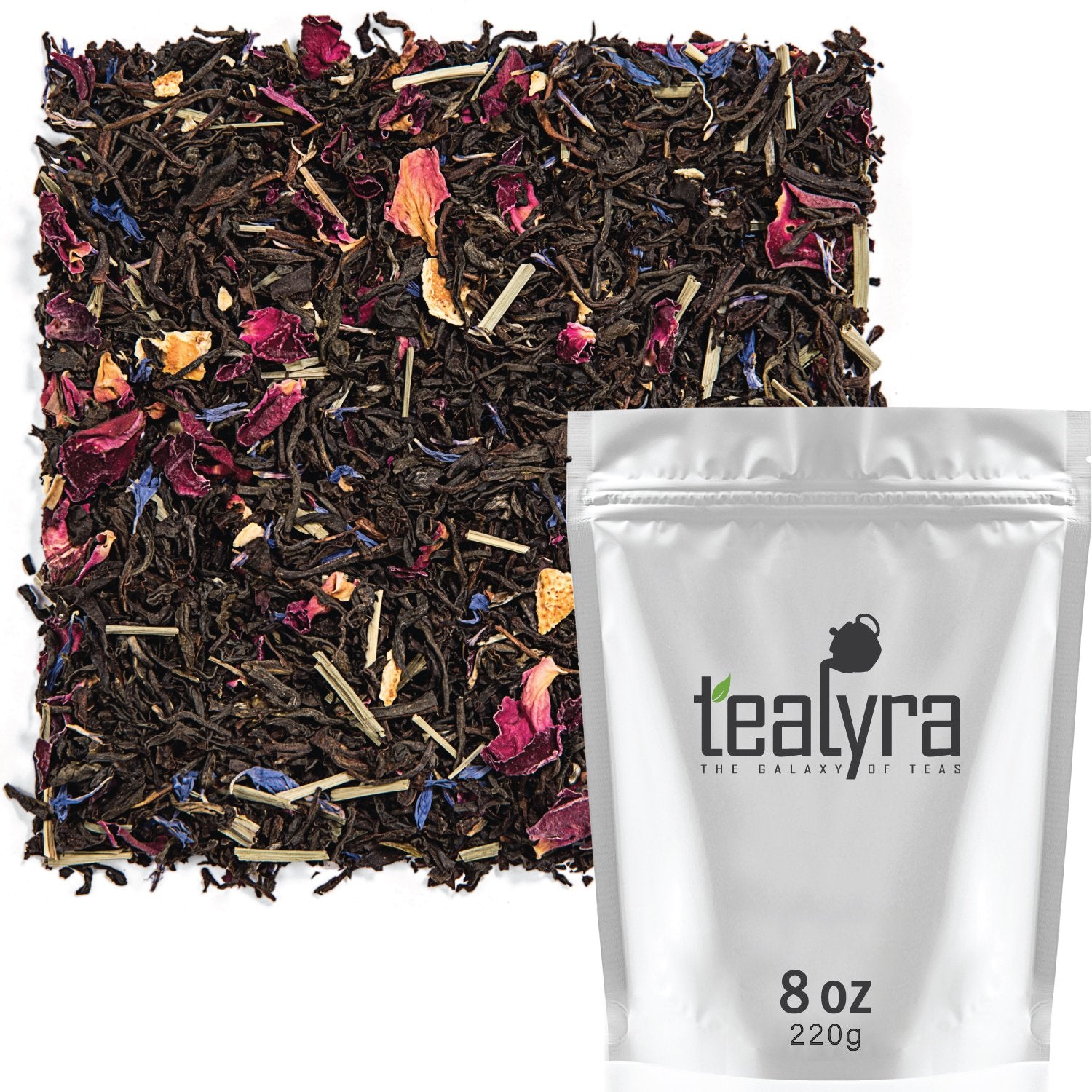 Tealyra - Milady Grey - Delightful Black Loose Leaf Tea - Rose Petals and Lemongrass with Orange - Medium Caffeine - Blend - All Natural - 220g