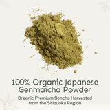 Yu Tea Organic Genmaicha Green Tea Powder, 30 Instant Packets | Japanese Green Tea & Roasted Brown Rice | Low Caffeine & Unsweetened | Relaxation