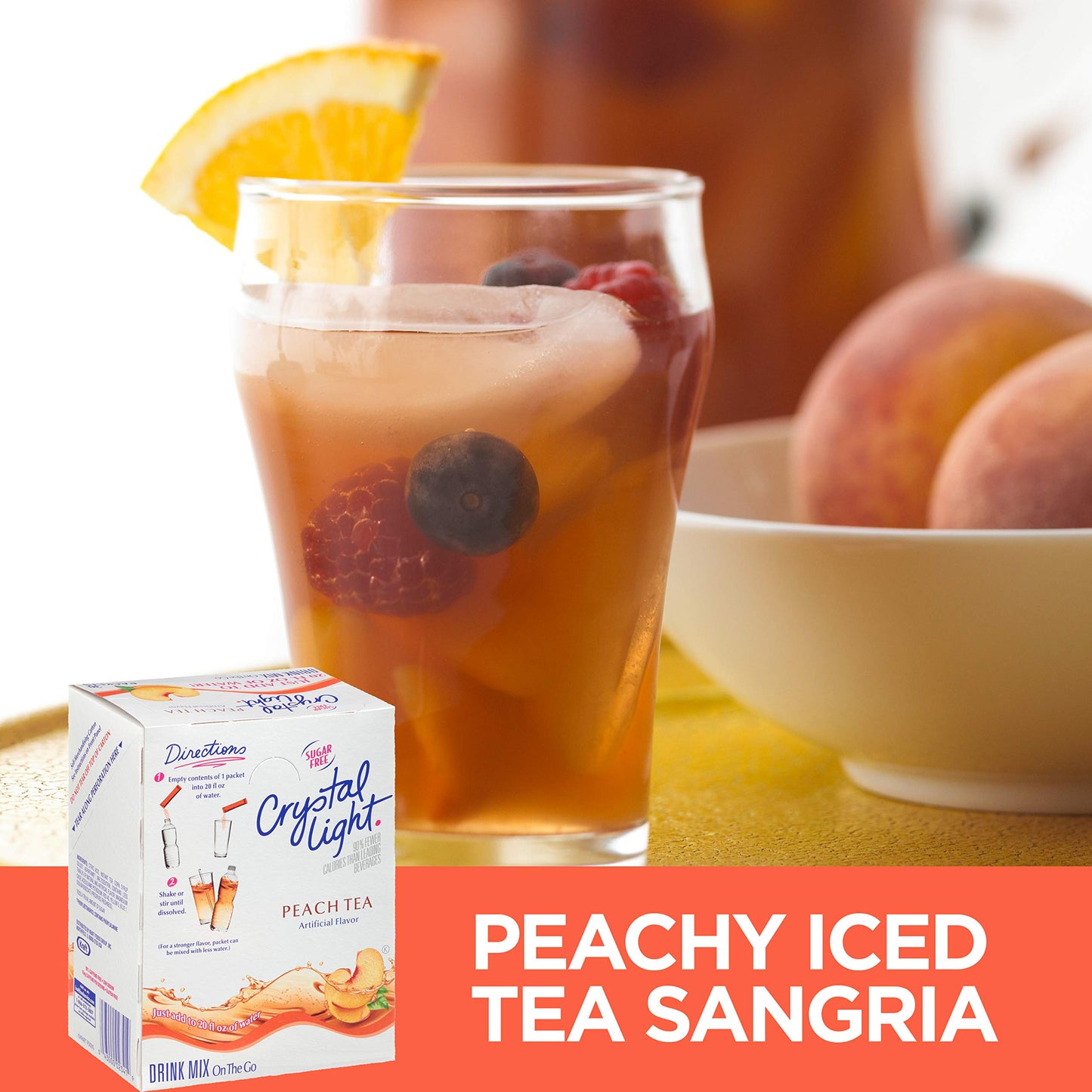 Crystal Light On the Go Single Serve Sugar-Free Peach Tea Mix, 2.7 oz. Packets (120 Count, 4 Packs of 30)