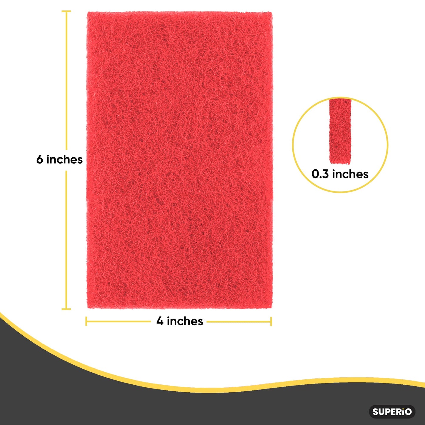 Scouring Pad Non-Scratching Scrubber Non-Scratch Cleaning Scrub Pads Heavy Duty Scouring Pad Reusable Kitchen Scrubbing Pad Pack of 3 Red, by Superio