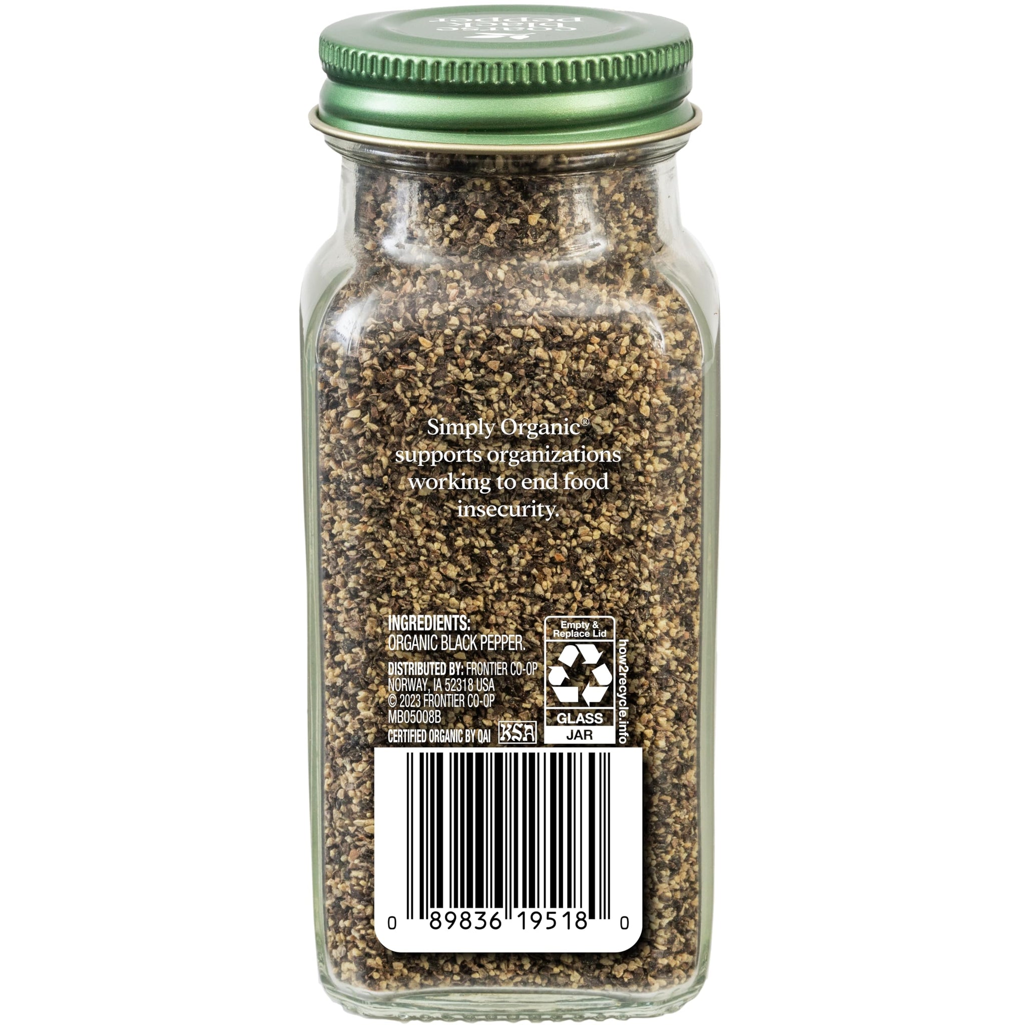 Simply Organic Coarse Ground Black Pepper, 2.47 Ounce Bottle, Coarsely Ground fo Fresh-Cracked Bite, Kosher