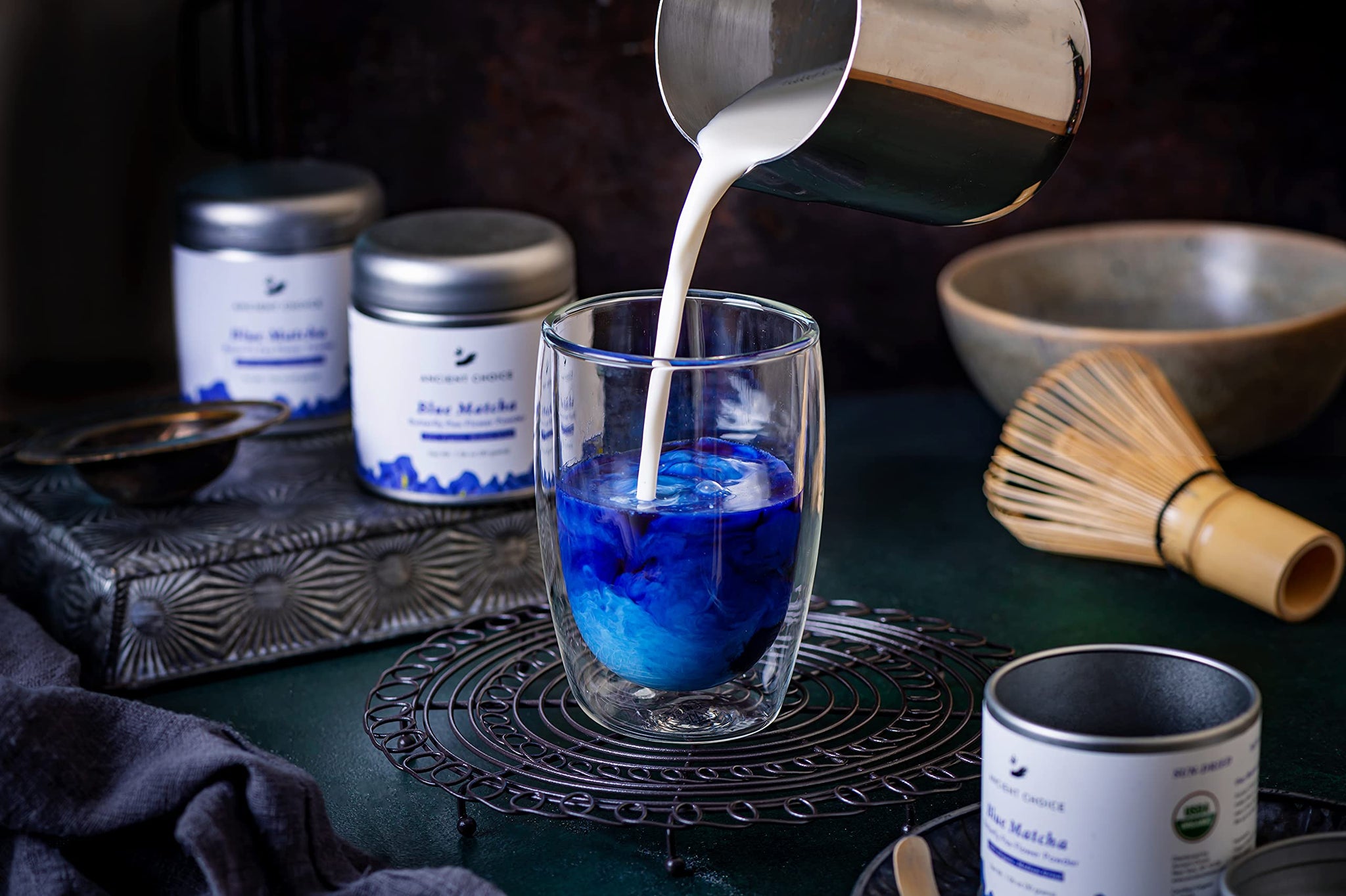 Ancient Choice - Blue Matcha (50 grams) | Butterfly Pea Flower Powder Tea | Medium Grind | Sun-dried in Thailand | Non-GMO | No Plastic | Non-Plastic