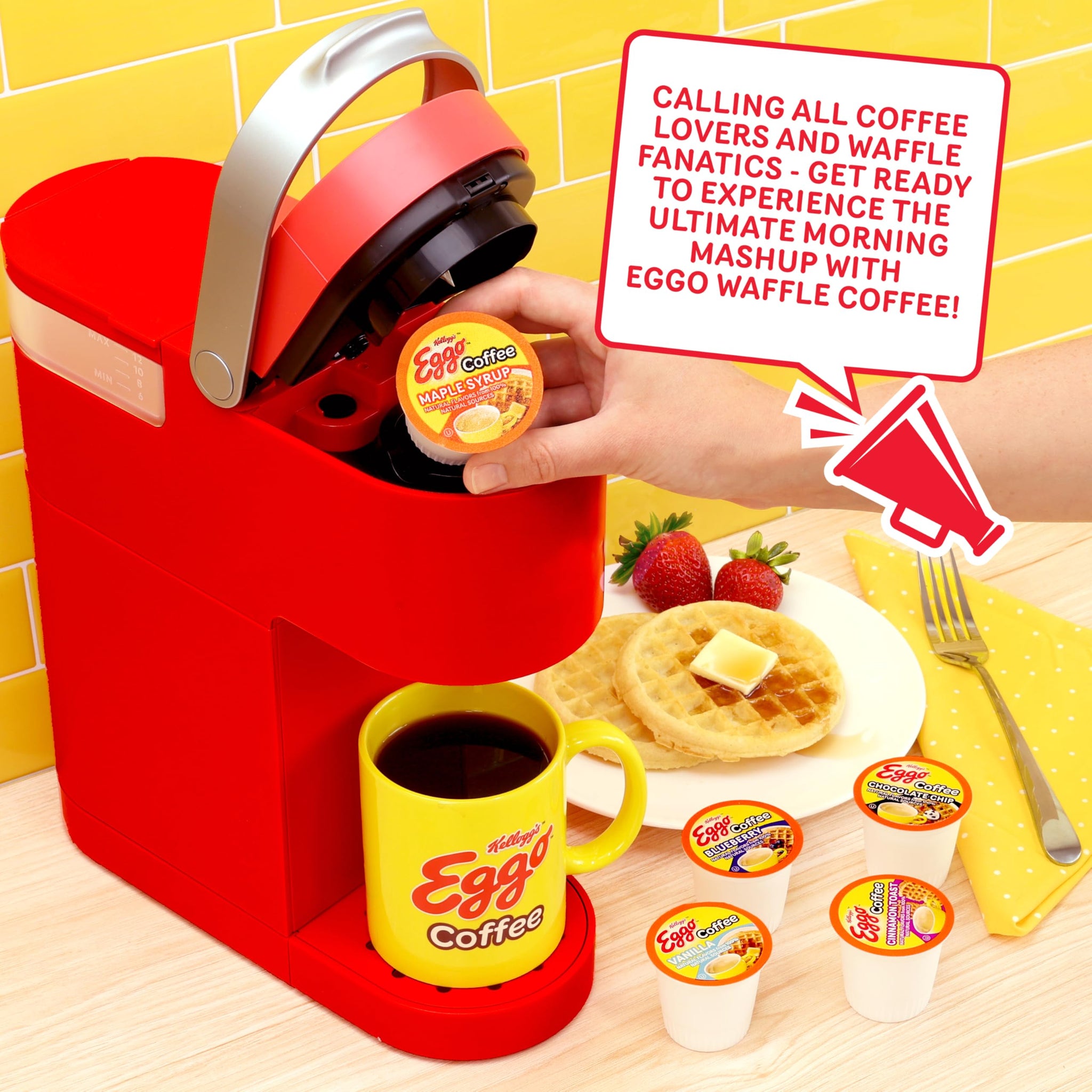 Eggo Beverages Maple Syrup Waffle Flavored Coffee Pods for Keurig K Cup Brewers, Fair Trade Certified, 40 Count - Sweet and Rich Breakfast Brew