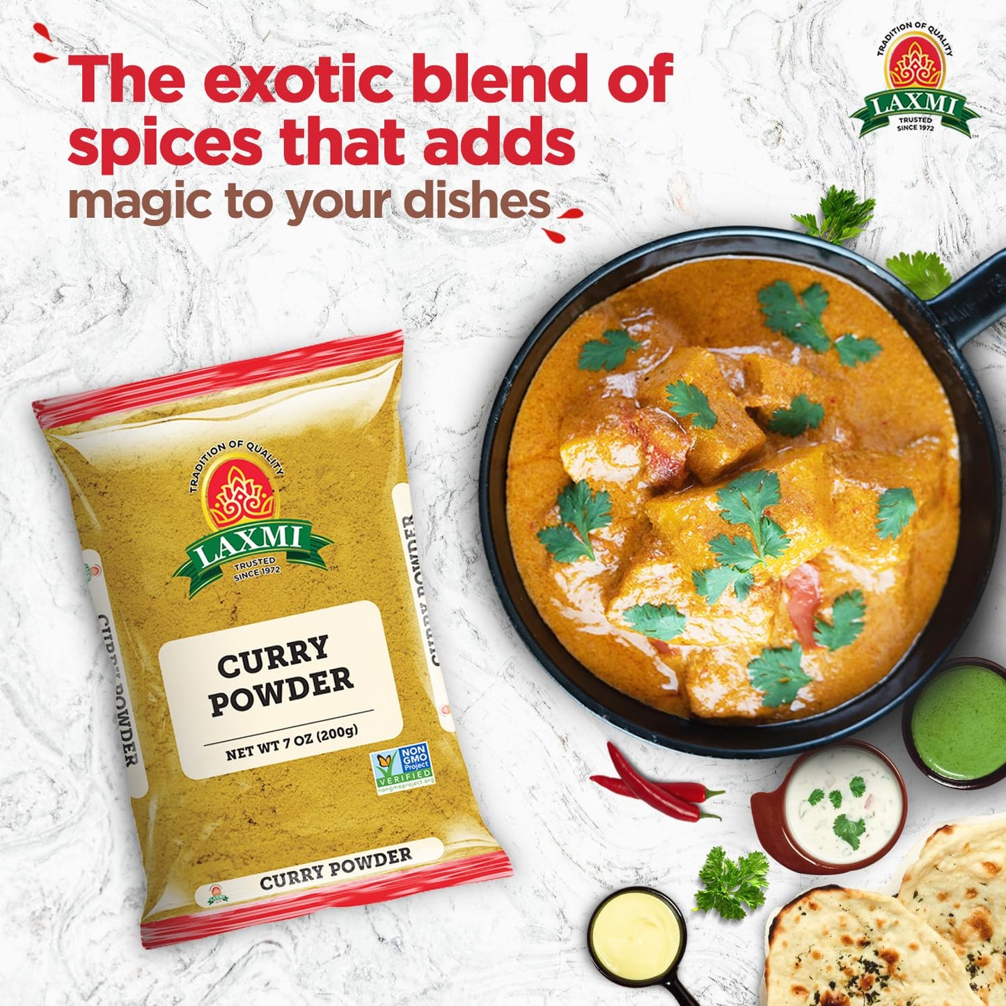 Laxmi Curry Powder 200gm (7oz) | Curry powder seasoning with a blend of spices | Non-GMO Product | For cooking and seasoning | Saves you time