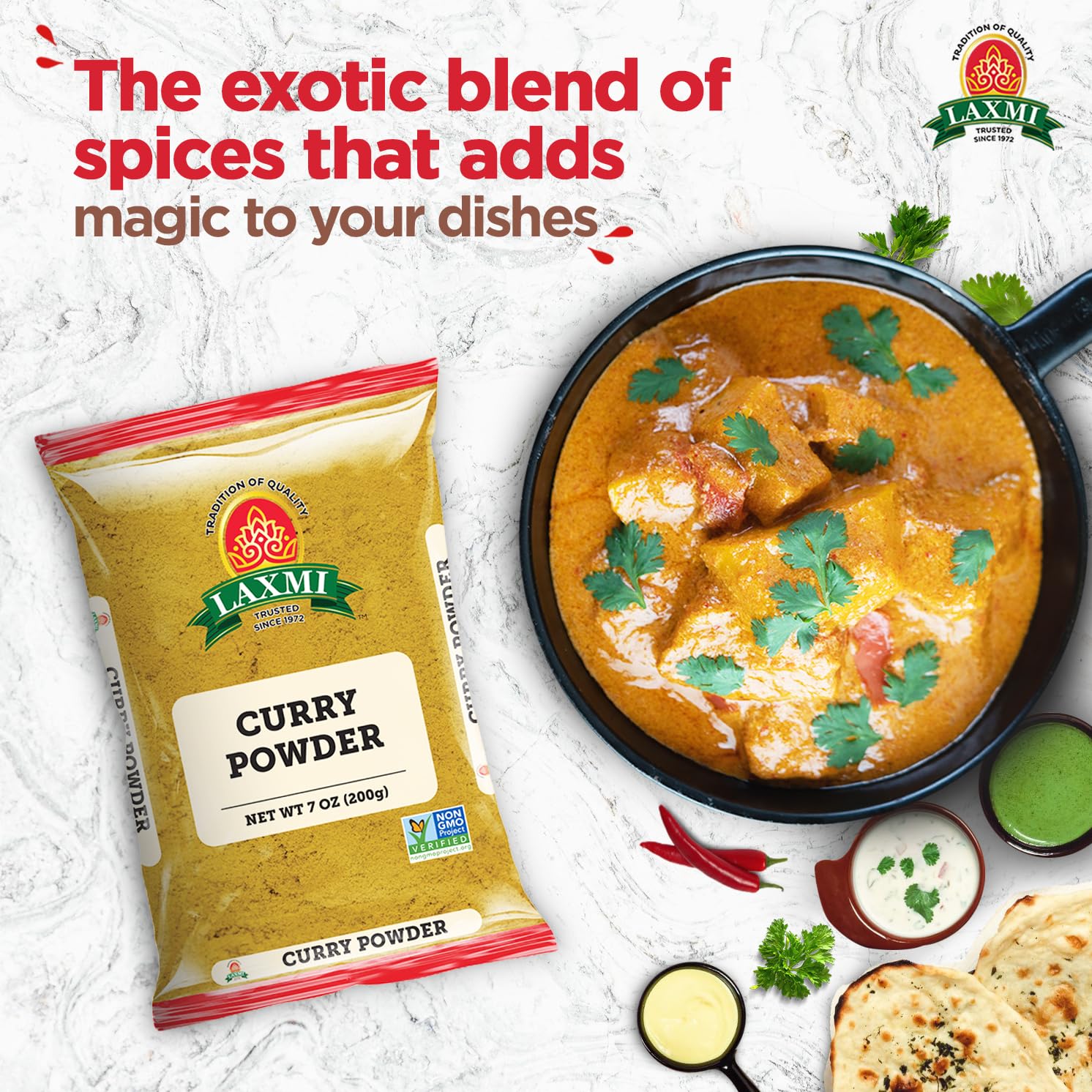 Laxmi Curry Powder 200gm (7oz) | Curry powder seasoning with a blend of spices | Non-GMO Product | For cooking and seasoning | Saves you time