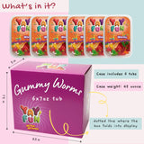 Halal Gummy Worms | 6 Pack Bundle (6x7 oz Tubs) | Colorful Fruit-Flavored Gummy Worms | Resealable Tubs in Bulk with Display Box | Halal Bulk Gummy