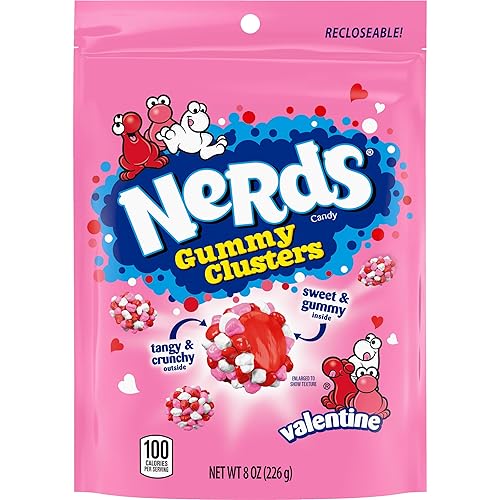 Nerds Valentine's Gummy Clusters Candy, 8 oz Stand Up Bag