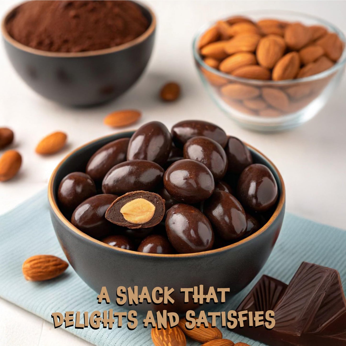 Dark Chocolate Almonds - 2 Pound Bulk Pack - Whole Dry Roasted Dark Chocolate Covered Almonds - Candy for Office, Buffets, Snacking & Gifting