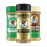 Dan-O’s SPG Tri-O, Original & Cheesoning Variety Pack - 3 Bottles - Salt Pepper Garlic, All Purpose & Parmesan Seasoning Bundle