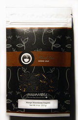 Mahamosa Mango Strawberry Organic Loose Black Tea 8 oz, Loose Leaf Black Tea Blend (with strawberry slices, mango cubes, marigold blossoms)