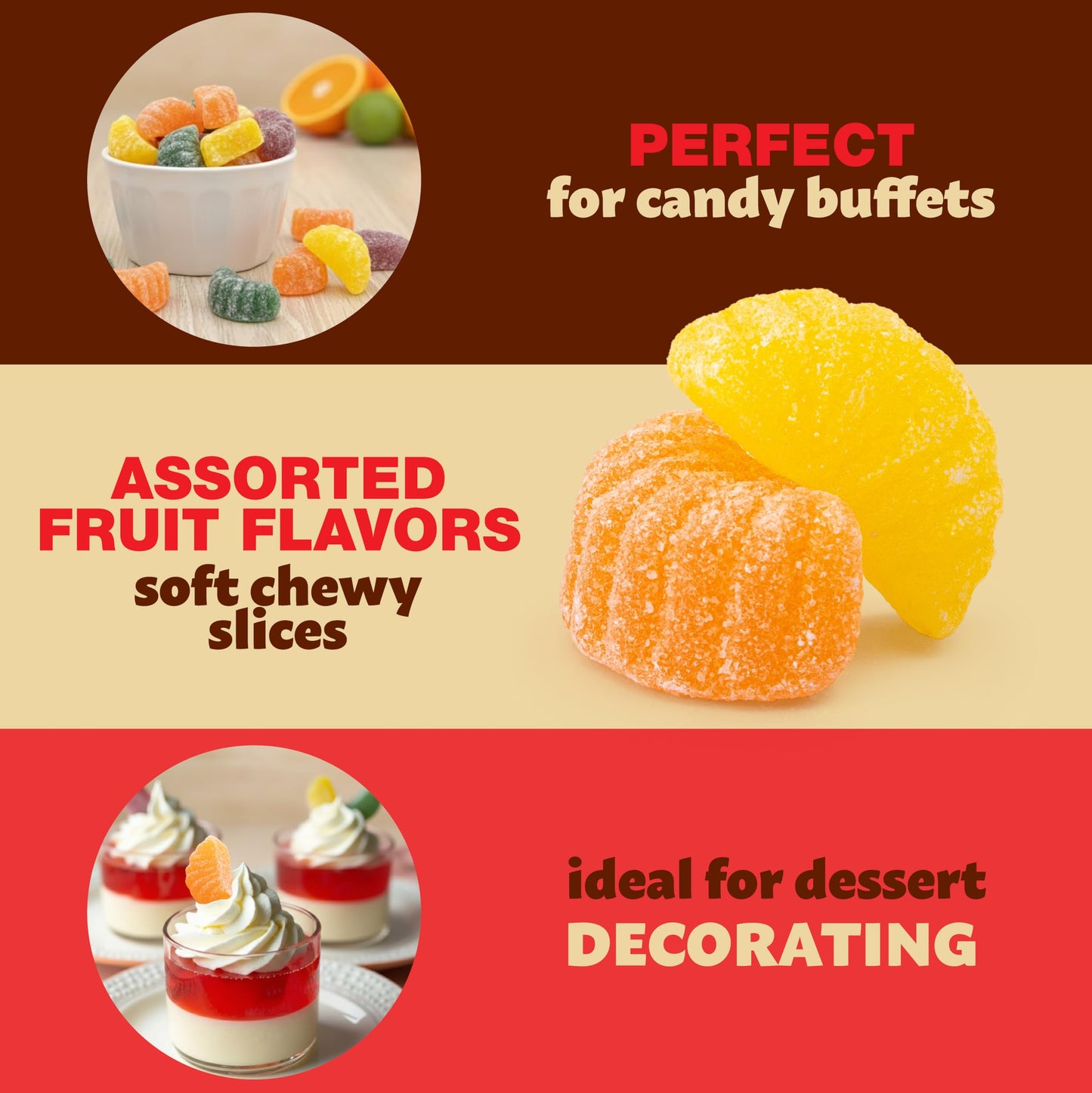 Fruit Slices 1-Pound Bag | Assorted Flavors Jellies | Dye Free Candy | Vegan Candy | Tangerine, Orange, Strawberry, Lemon | Naturally Flavored Sweets