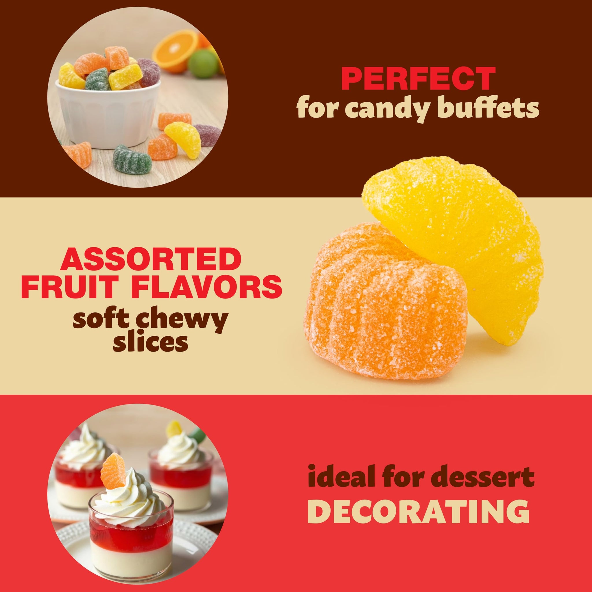 Fruit Slices 1-Pound Bag | Assorted Flavors Jellies | Dye Free Candy | Vegan Candy | Tangerine, Orange, Strawberry, Lemon | Naturally Flavored Sweets