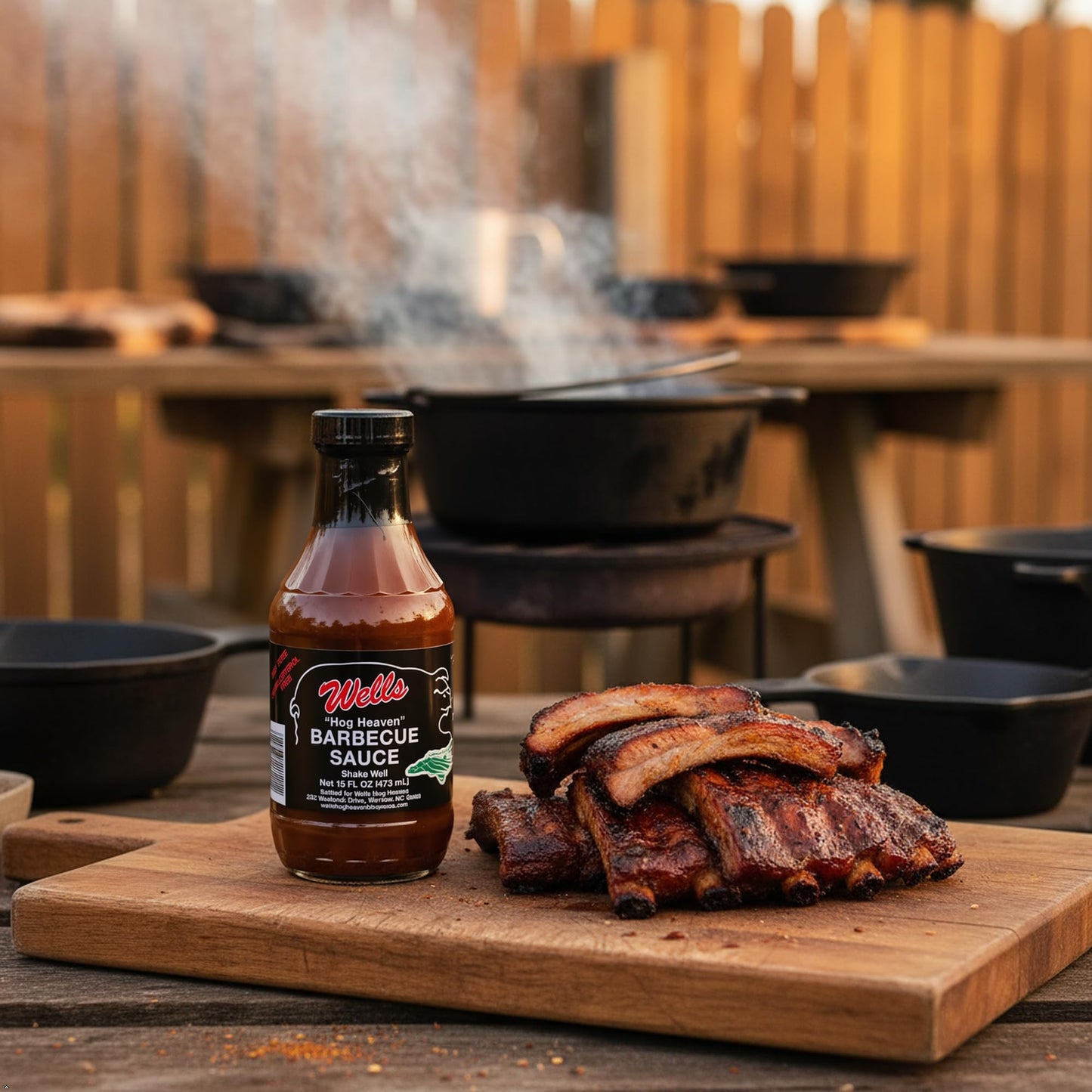 Wells Hog Heaven Barbecue Sauce (16 Fluid Ounces) | Carolina Vinegar Based Barbecue Sauce | No High Fructose Corn Syrup |