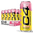 C4 Performance Energy Drink | Strawberry Blast | Zero Sugar Carbonated Preworkout Energy | 200mg Caffeine with Beta Alanine | 16 Fl Oz (12 Pack)
