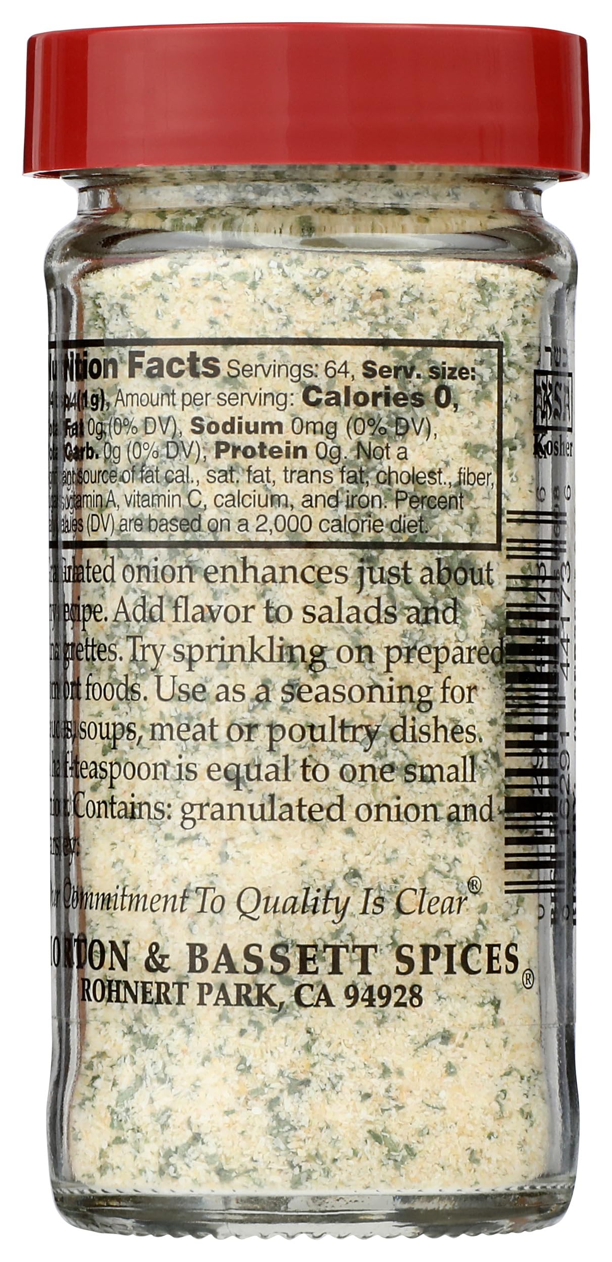 Morton & Bassett Granulated Onion with Parsley, 2.3oz - Salt-Free, Non-GMO, Herb Blend, Savory Seasoning for All Purpose Cooking