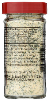 Morton & Bassett Granulated Onion with Parsley, 2.3oz - Salt-Free, Non-GMO, Herb Blend, Savory Seasoning for All Purpose Cooking