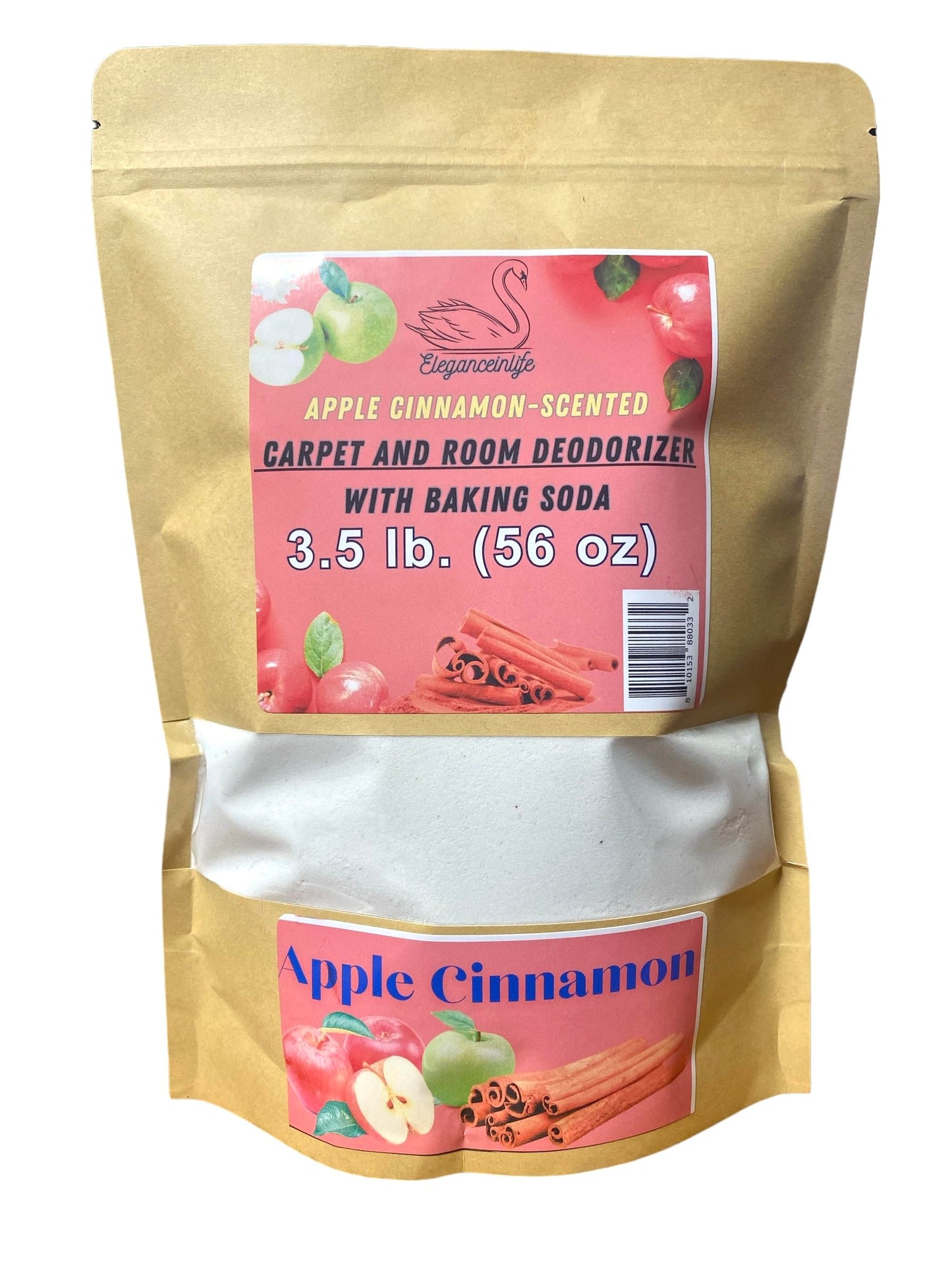 Eleganceinlife Apple Cinnamon-Scented Carpet and Room Deodorizer with Baking Soda, 3.5 lb. (56 oz)