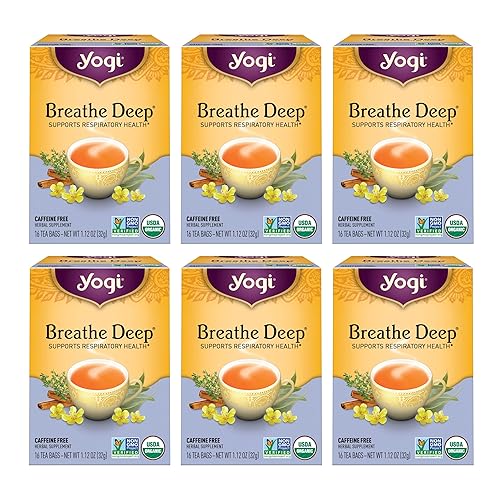 Yogi Tea Breathe Deep Tea - 16 Tea Bags per Pack (6 Packs) - Organic Respiratory Tea - Supports Respiratory Health - Includes Licorice Root