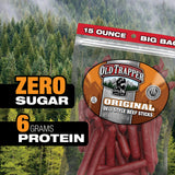 Old Trapper Original Deli-Style Beef Sticks,15-Ounce Package, Perfect for On-the-Go Snacking, Six Grams of Protein and Zero Grams of Sugar per Serving