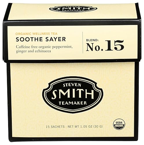 STEVEN SMITH TEAMAKER Smith Teamaker Organic Soothe Sayer No. 15 (Caffeine-free Organic Wellness Tea), 1.05 Oz, 15Count