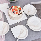 EPIQUEONE Disposable Paper Plates & Utensils Set (350-Piece) - White Tableware with Plates, Forks & Spoons -Microwave & Freezer Safe - Bulk Party