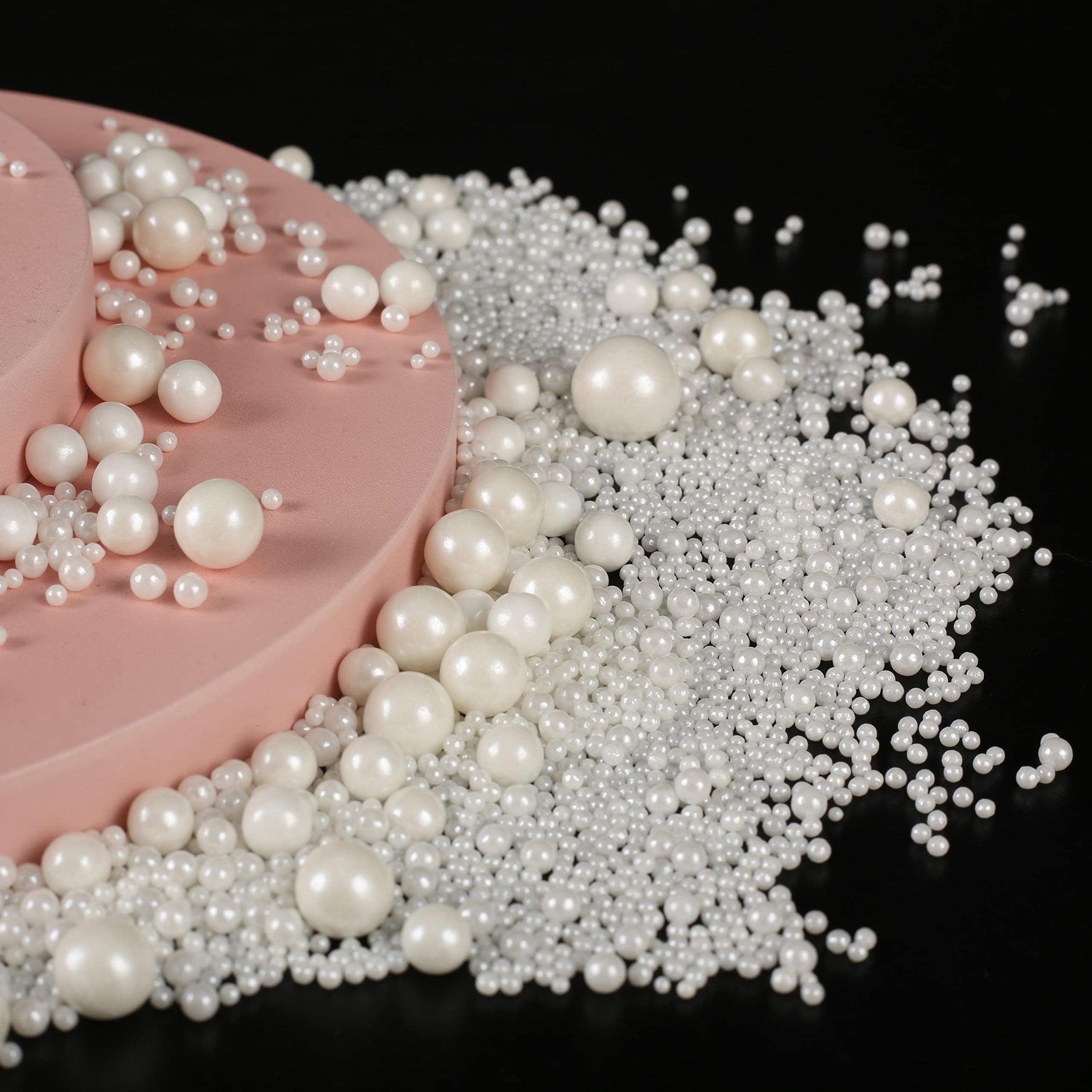 Kasvan White Pearl Sugar Sprinkles - Edible Candy Pearls 130g/4.58 Oz, Mix Size, Baking Cake Decorations, Ice Cream Toppings and Cookie Decorating