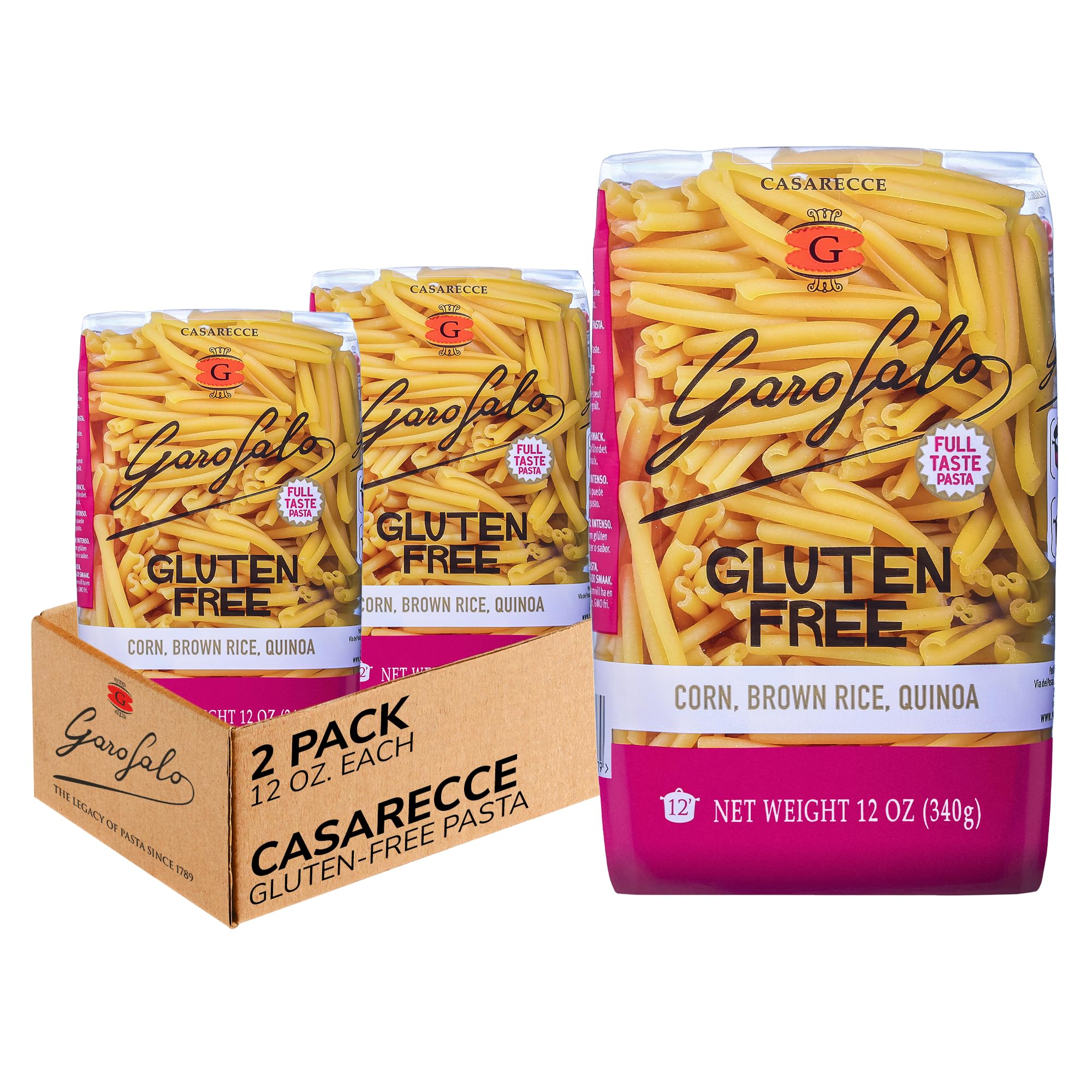 Garofalo - Premium Gluten-Free Casarecce Pasta, Italian Made, Corn, Rice, Potato & Quinoa Blend, Bronze-Drawn, Al Dente (2 pack)