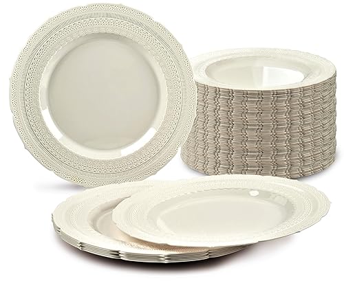 OCCASIONS 240 Piece Heavy Duty Disposable Plastic Dessert Plates 7 Inch - Premium Reusable Party Plates for Wedding, Event, Party Supplies - BPA Free