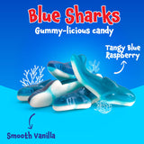 Gummy Sharks - 2 Pound Pack - Blue Shark Gummies - Blue Candy for Goodie Bags, Gifting, Snacking & Dessert Decorating - Chewy Candy with Raspberry