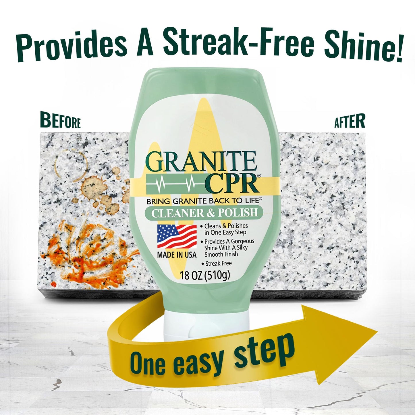 Granite CPR Cleaner & Polish Can Be Used Daily On Granite, Marble, Quartz & Corian. Leaves A Gorgeous Streak-Free Shine & Silky Smooth Finish. Cleans
