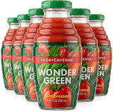 Wonder Green Organic Veg8 + Cayenne Cold Pressed Juice - 6 Pack (8.45 oz) - 100% Vegetable Juice, Low Sodium, No Added Sugar, Not From Concentrate